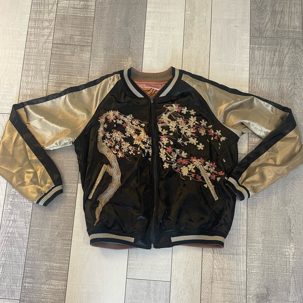 NWT LF Blossom Tree/Skull Reversible Bomber Jacket Medium